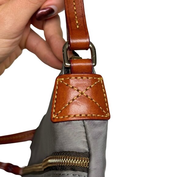 Vintage Dooney & Bourke Grey Nylon Crossbody Bag Leather Trim - Picture 17 of 17